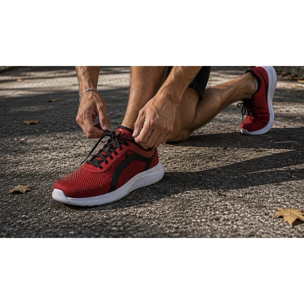 Athletic Works Mens Memory Foam Lightweight Low Sneakers Burgundy Size 10 1/2